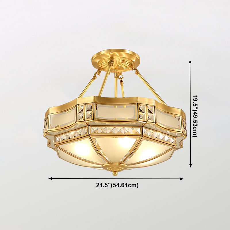 Plafonniers en cuivre de style colonial d'appareils d'éclairage de plafond affleurants de tambour
