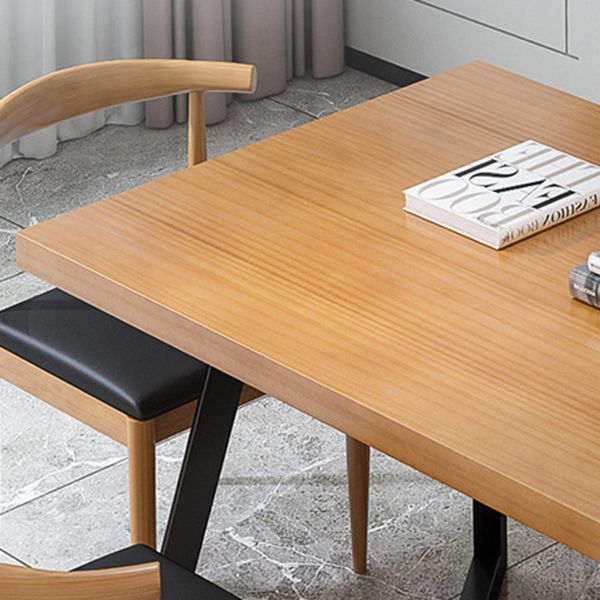 Metal Industrial Rectangle Table Pine Solid Wood Top Table with Sled Base