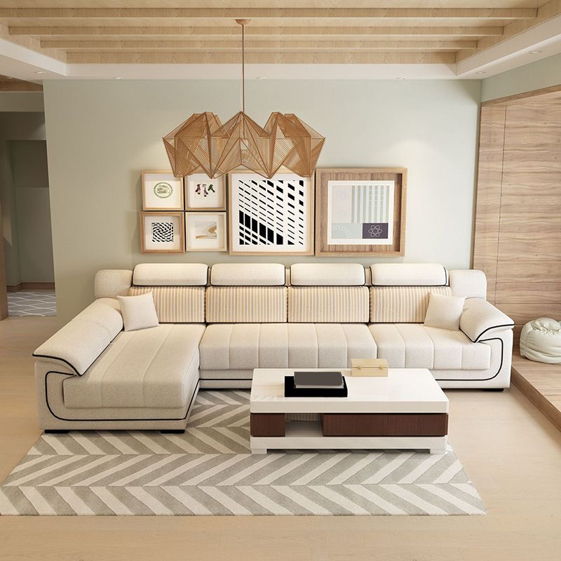 Scandinavian Reversible Velvet Sectional with Pillow Top Arm