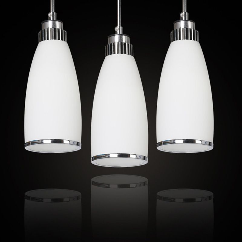Glass Tapered Pendant Ceiling Light Minimalist Style Hanging Light Fixture in White