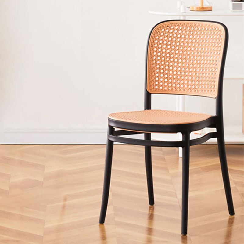 Brown Stacking Outdoors Dining Chairs Tropical Plastic Patio Dining Chair