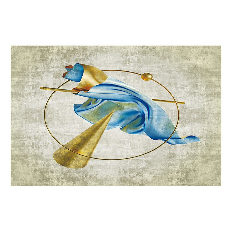 Gold Modern Rug Polyester Circle Rug Stain Resistant Rug for Living Room