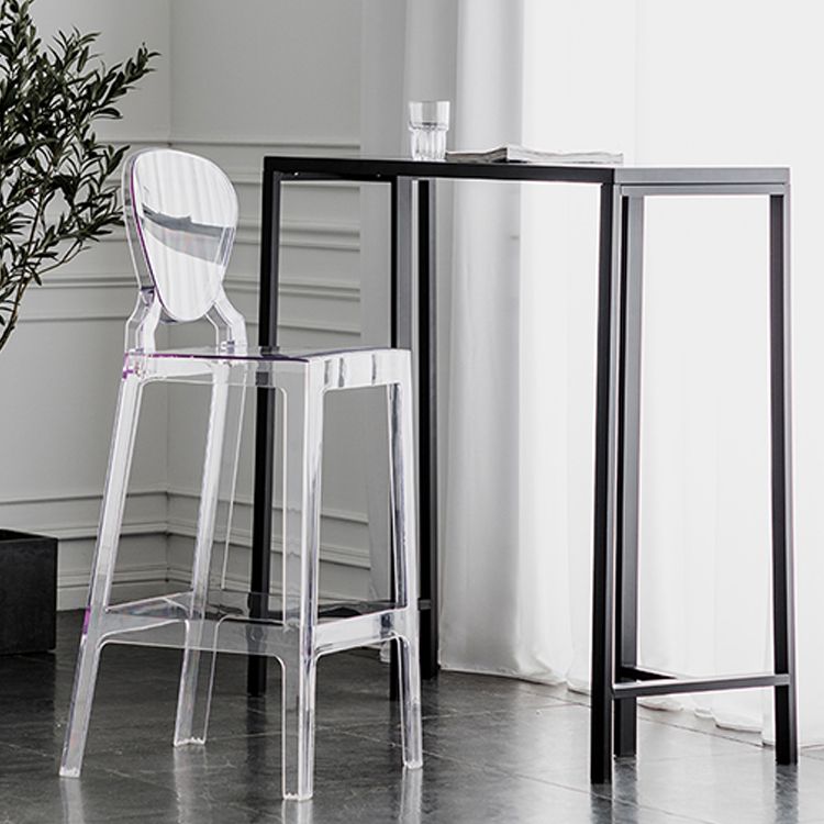 Industrial Backrest Armless Counter Stool Plastic Bar Stool with 4 Legs