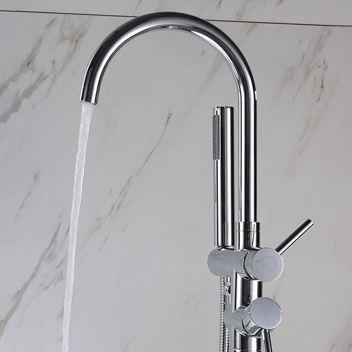 Modern Style Freestanding Bathtub Faucet Brass Floor Mounted Freestanding Faucet