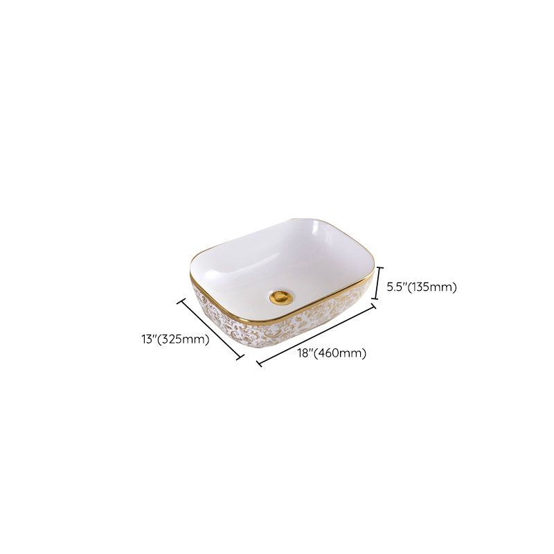Traditional Vessel Sink Oval Porcelain with Pop-Up Drain and Faucet Vessel Lavatory Sink