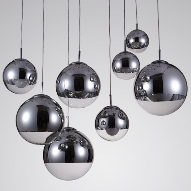 Moderner Glasglasanhänger Light Globe Platting Spiegelte hängende Licht für die Nachtstange