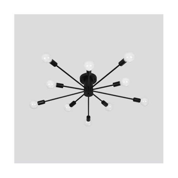 Nordic Metal Sputnik Ceiling Flush Mount Light 5/10 Lights White/Black Bedroom Semi Flush Ceiling Light