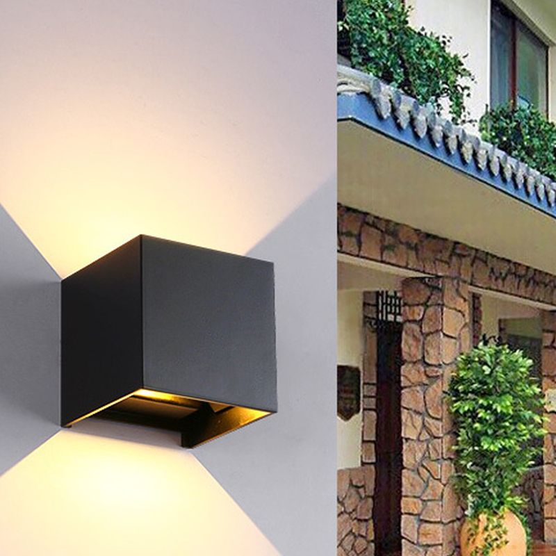 Metal Square Wall Mounted Lamps Modern Style 2 Lights Wall Washer Sconce