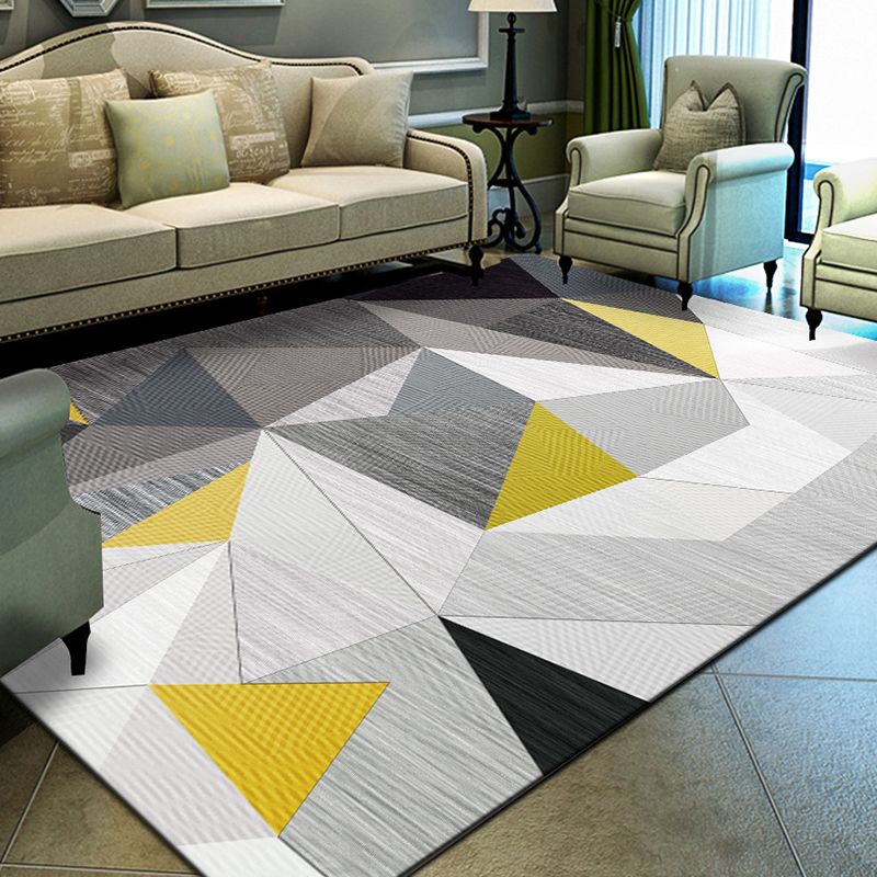 Unique Geometrical Print Rug Multi Color Modern Carpet Synthetics Stain Resistant Washable Non-Slip Backing Rug for Home