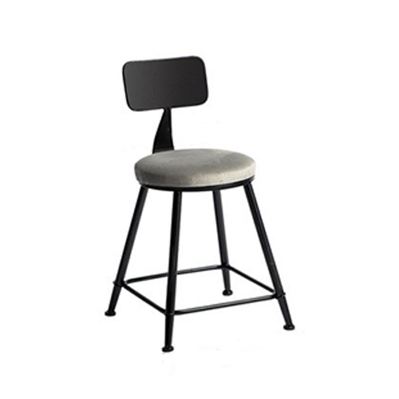 Industrial Metal Barstool Low Back Fabric Upholstered Counter Stool in Matte Finish