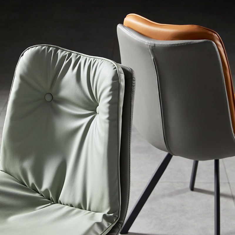 Contemporary Armless Dining Chairs Leather Curved Parsons Side Chair for Brasserie