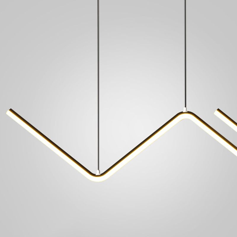 Modern Long Strip Dining Chandelier Dining Room LED Pendant Light Fixture