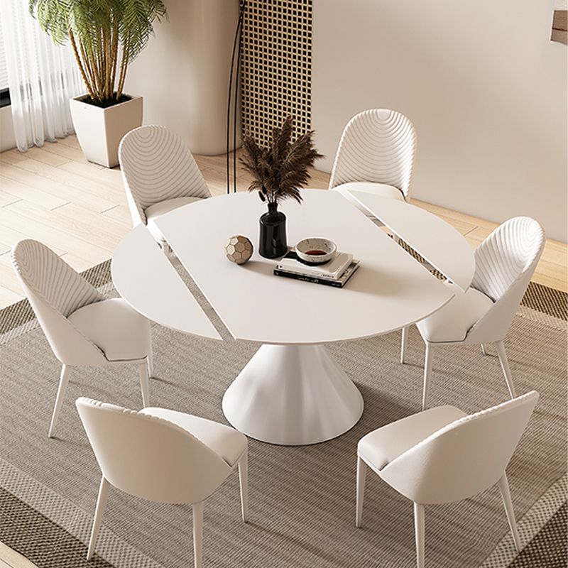 Metal and Slate Table Contemporary Style Home White Round Dining Table