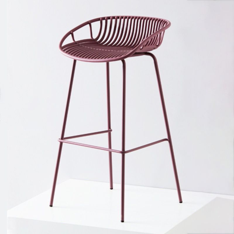 Contemporary Metal Barstool Plastic Stool in Matte Finish for Indoor