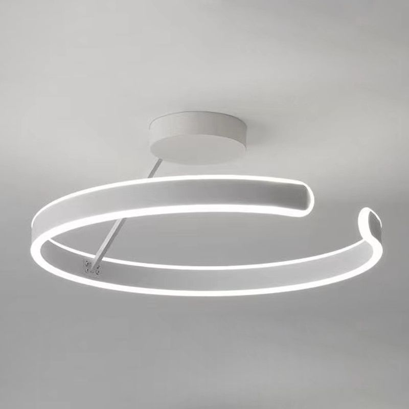 Metal Geometric Semi Flush Mount Fixture Modern Semi Flush Light Fixture in White