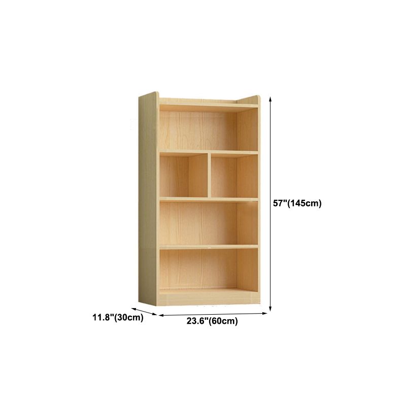 Contemporary Wooden Vertical Book Shelf Closed Back Brown Shelf Bookcase for Study Room