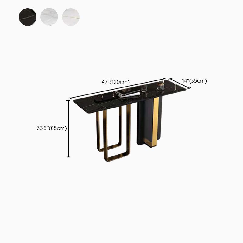 Rectangle Contemporary Console Accent Table Antique Finish Console Sofa Table in Marble