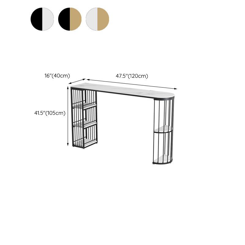 Stone Bar Table Modern Dining Table with Storage Shelves for Kitchen Living Room
