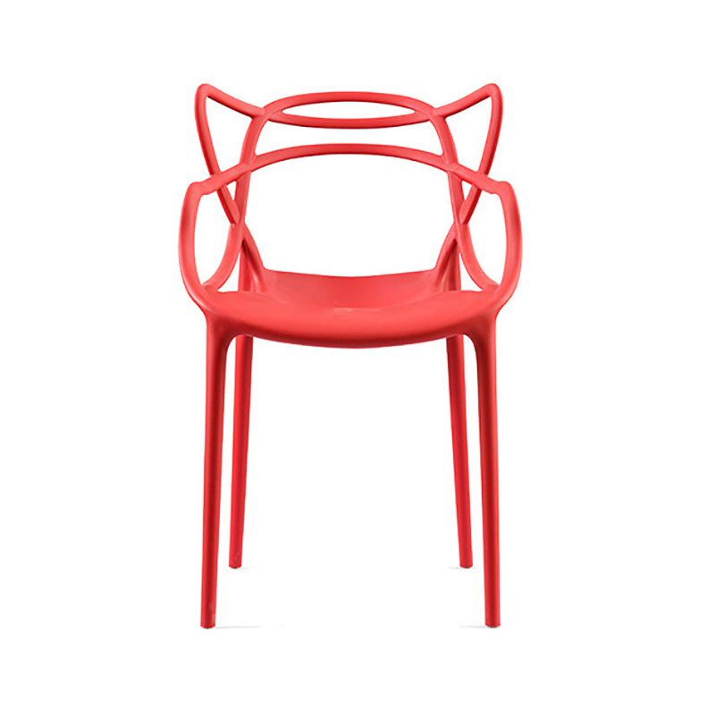 Open Back Dining Arm Chair Modern Indoor-Outdoor Plastic Chair