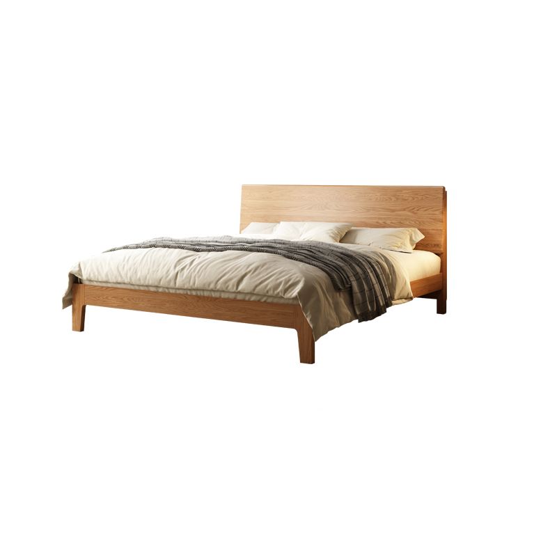 Low Profile Standard Bed Scandinavian Solid Wood Upholstered Bed Set