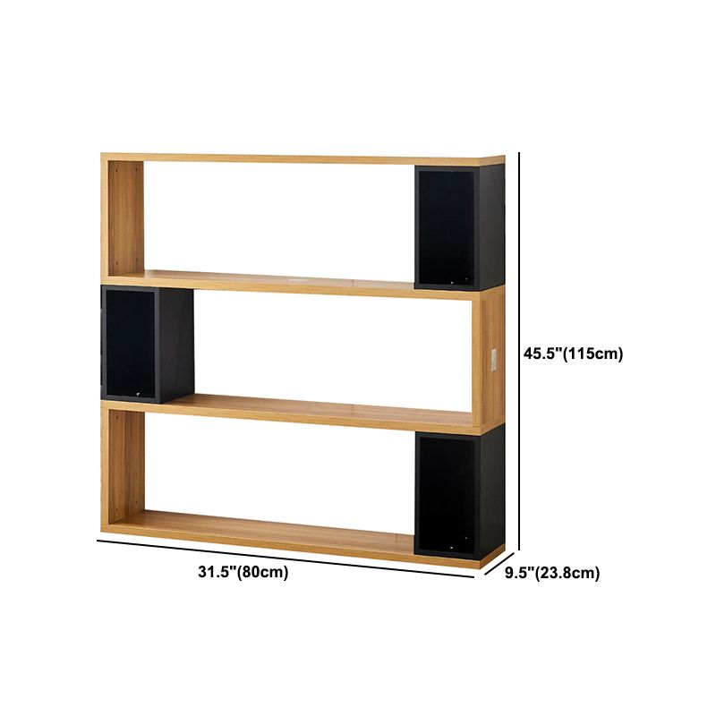 Modern geometry Bookshelf Multi Shelfs Open Back Bookcase in Natural
