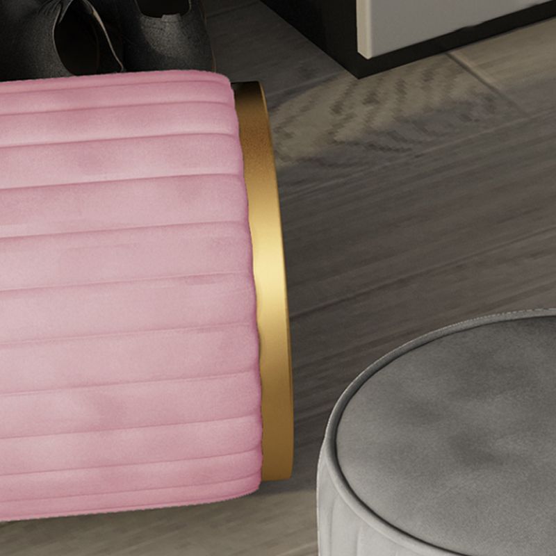 Gorgeous Round Ottoman Solid Color Stain Resistant Velvet Ottoman Stool