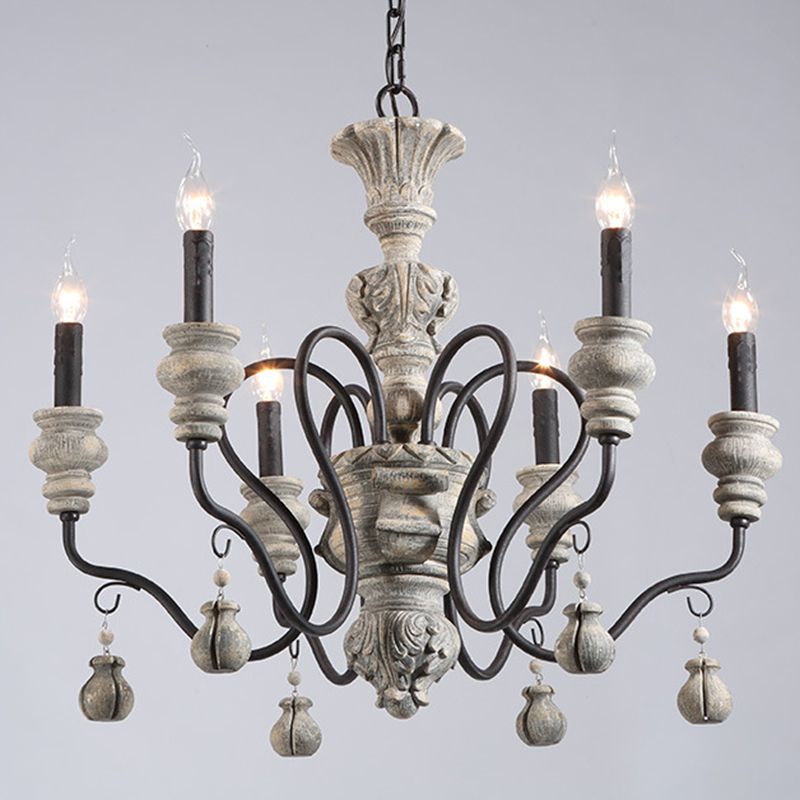 American Vintage Candelabra Resin Kroonluchter metaal Gooseneck arm Suspensie Verlichtingsarmatuur voor woonkamer