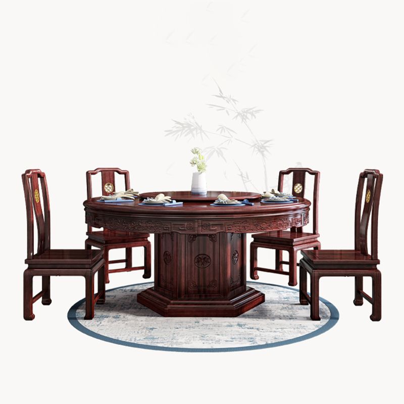 Solid Wood Dining Table Pedestal Round Dinner Table for Dining Room