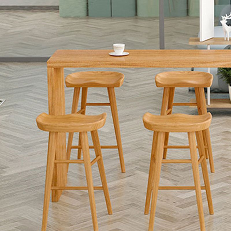 Luxurious Rectangle Pub Table Set 1/5/9 Pieces Wooden Counter Table with Backless Stools