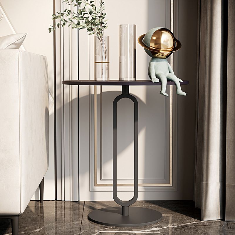 21.7 inch Tall Pedestal End Table Black/White Round Side End Table