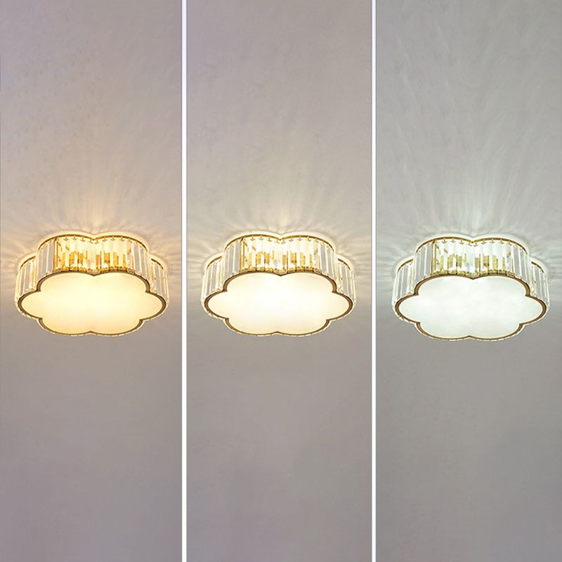 Plafoniera a LED in cristallo Floriated in stile moderno di lusso, montaggio ad incasso in ferro battuto per camera da letto