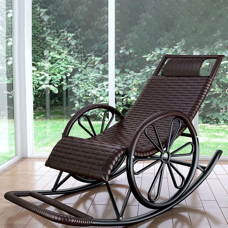 Indoor Single Rocking Chair Mid-Century Modern Rattan Rocking Chair