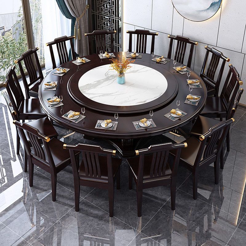 Pedestal Dining Table Solid Wood Convertible Table for Dining Room