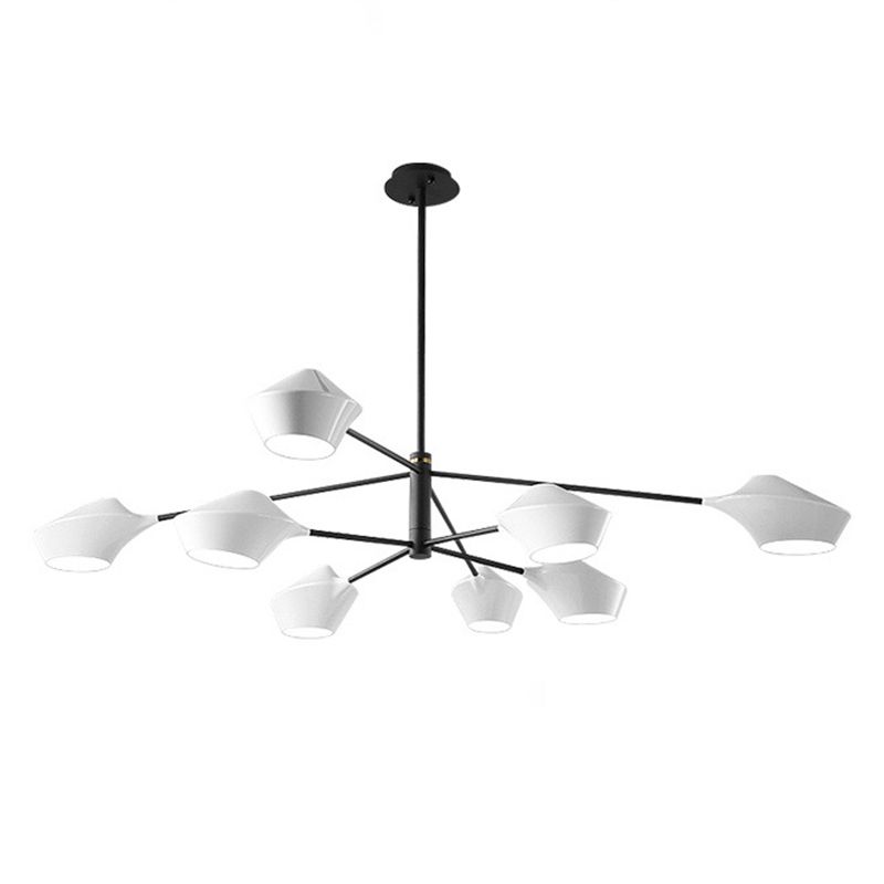Estilo posmoderno Minimalismo Iluminación Candelier blanca Acrílica Geométrica Suminosa luz de suspensión Luz con caña de colgar ajustable de 19,6 "