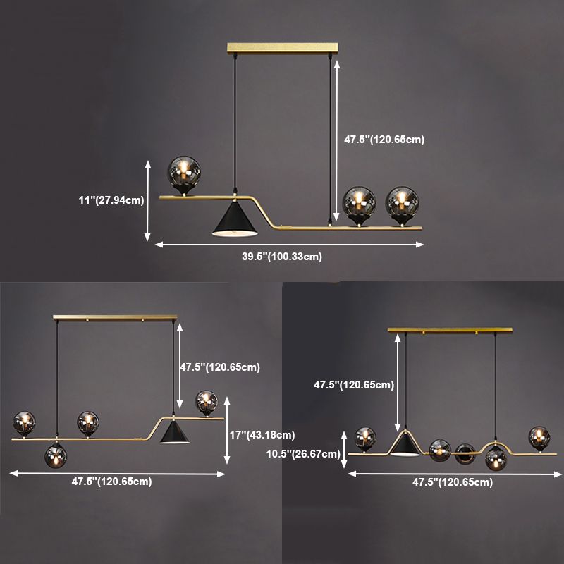 Contemporary Style Spherical Hanging Pendant Lights Glass Island Lights