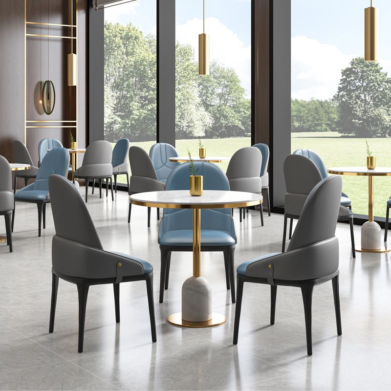 Glam Style Faux Marble Dining Set Round 1/4/5 Pieces Dining Set