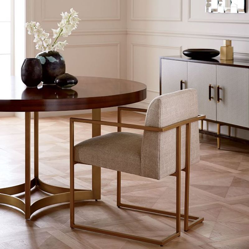 Modern Frame Base Wooden Coffee Table Round Top Shape Cocktail Table for Living Room