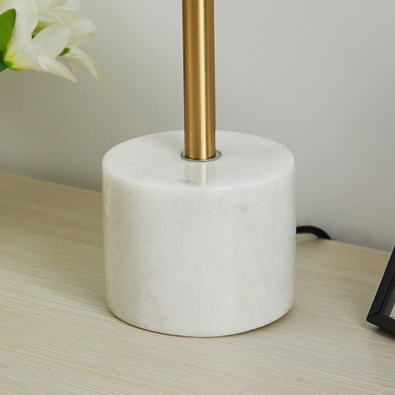 Postmodern 1-Light Table Lamp Gold Finish Ball Nightstand Light with Shade