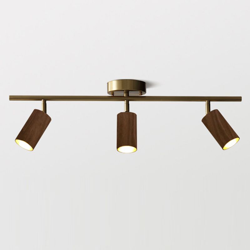 Iluminación sobre riel de techo nórdico, foco de madera maciza de nogal negro para el hogar, sala de estar, dormitorio, guardarropa, tienda de ropa comercial, pasillo