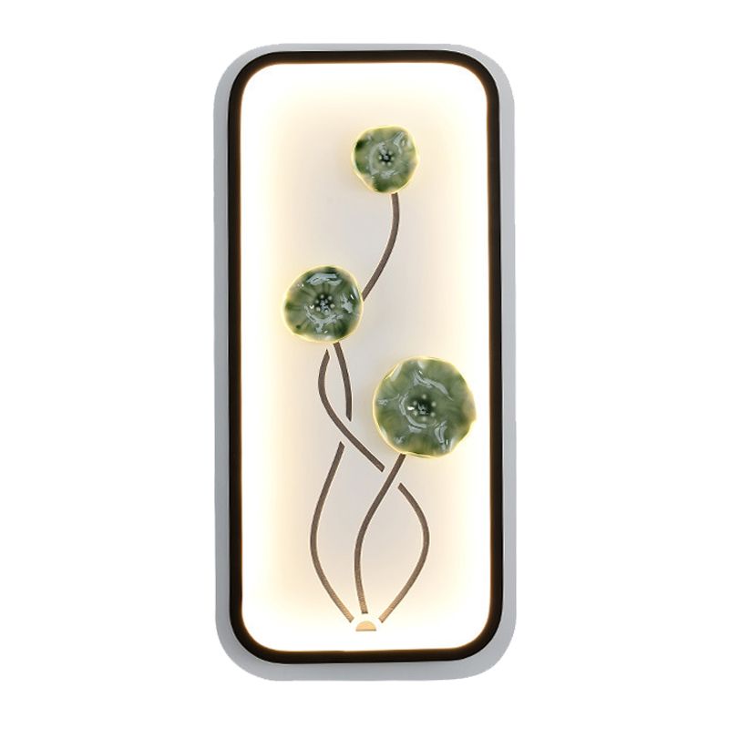 Feuilles de lotus en céramique / fleur de lampe murale chinoise Black-Green / Red LED Mall Murd Lightture pour salle familiale