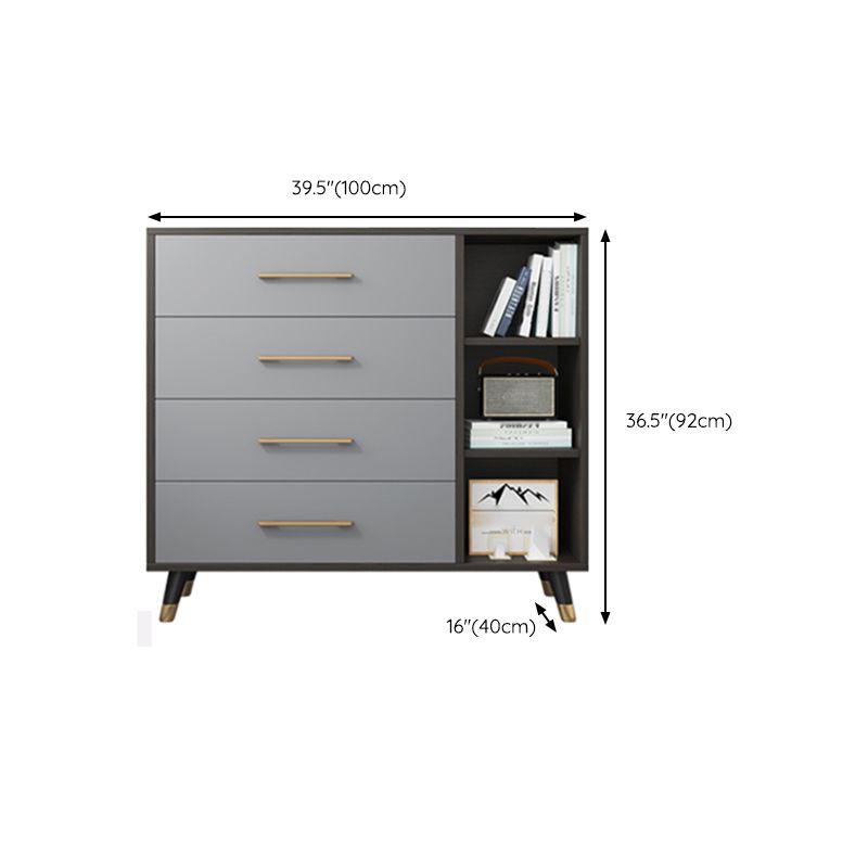 Classic Glam Wood Storage Chest Dresser Gray Bedroom Dresser