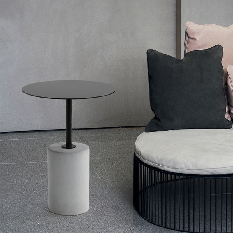 Contemporary Round End Table 23.62" Tall Pedestal Side End Snack Table