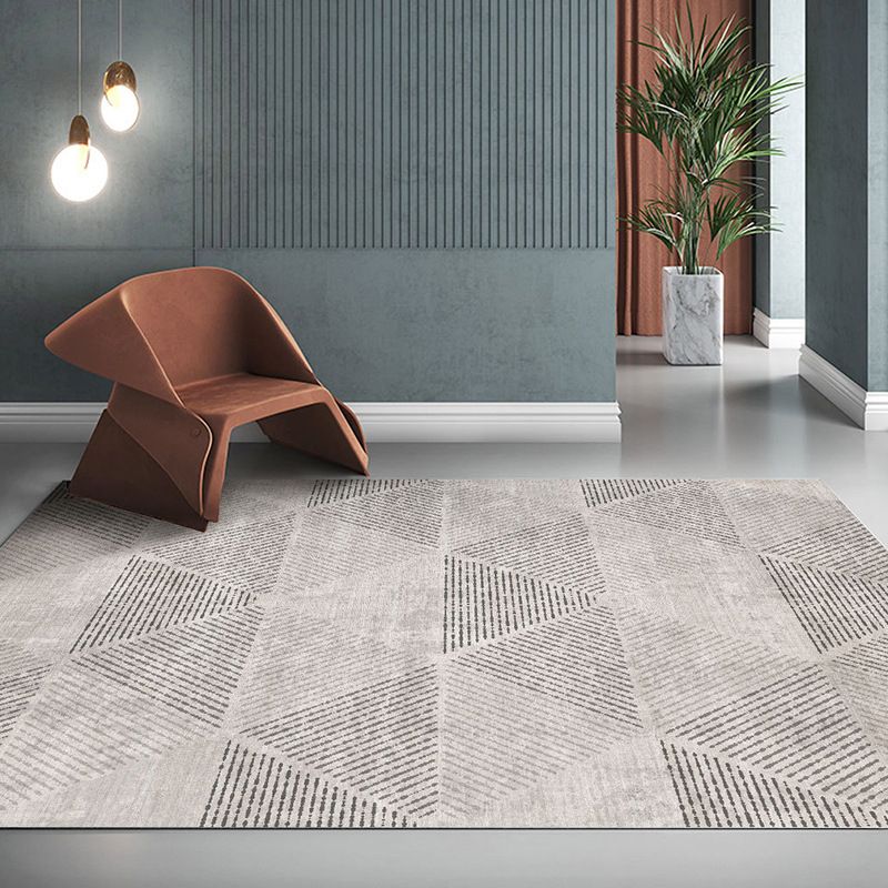 Geometric Khaki Rug Modern Patchwork Area Carpet Polyester Stain Resistant Carpet for Living Room
