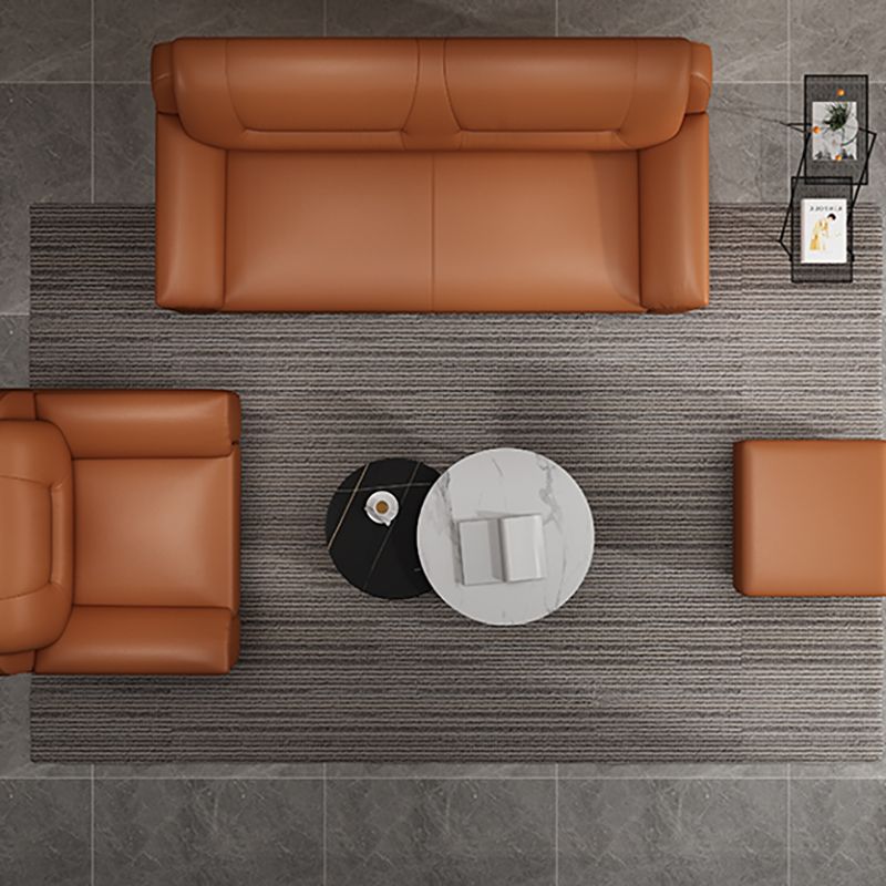 31.50" H Faux Leather Pillow Top Arm Sofa with Cushions for Living Room