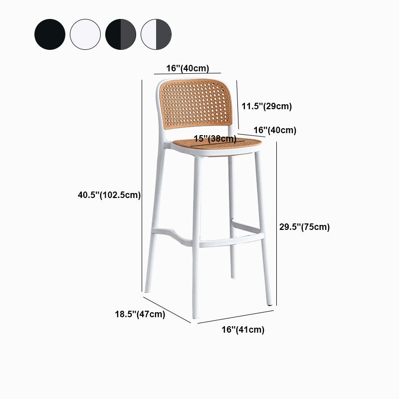 Scandinavian Low Back Plastic Counter Stool Rectangle Seat Plastic Furniture