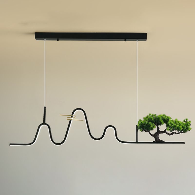 Linear Shape Island Light Modern Style Metal Single Light Pendant Light