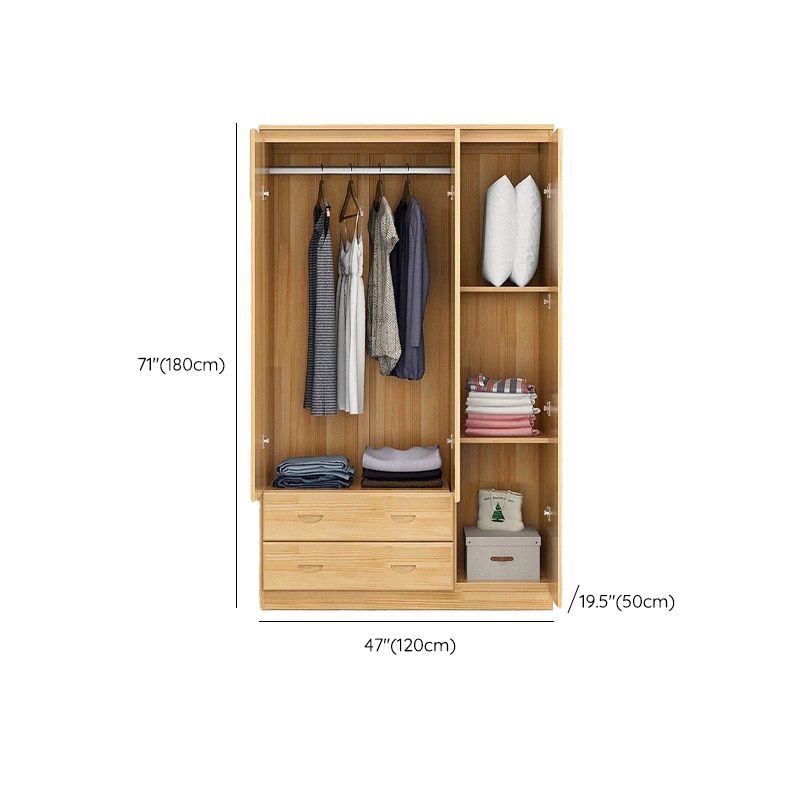 Contemporary Style Wardrobe Armoire Wood Combination Armoire with Doors