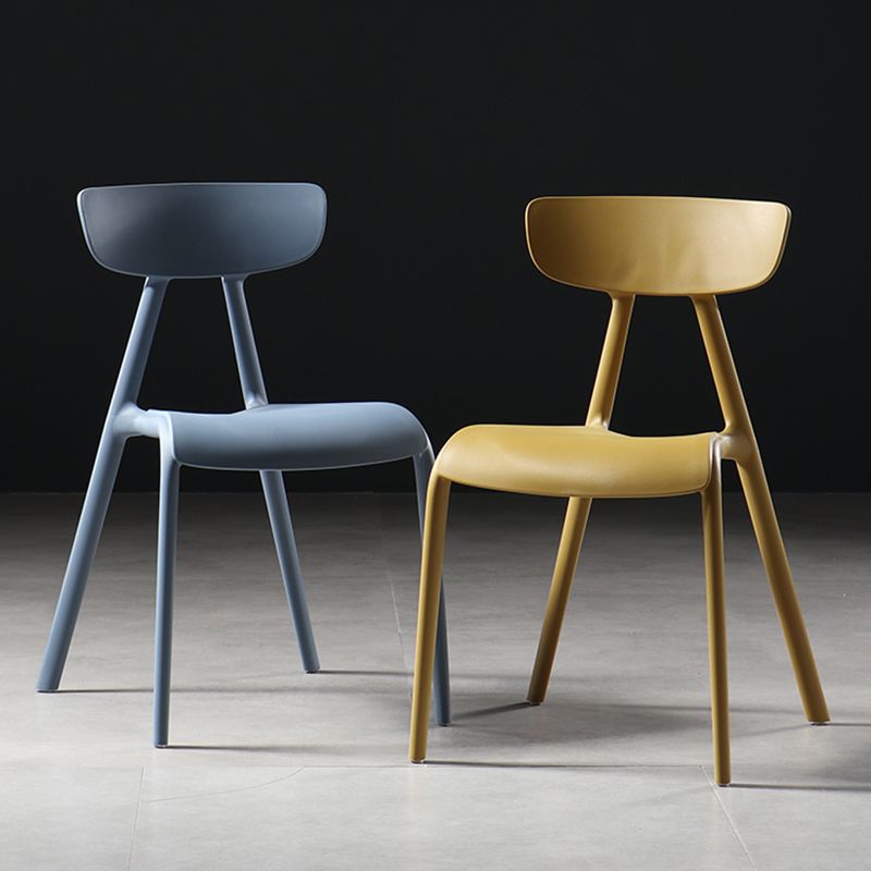 Metal Solid Color Armless Chair Four-Leg Stackable Accent Chair