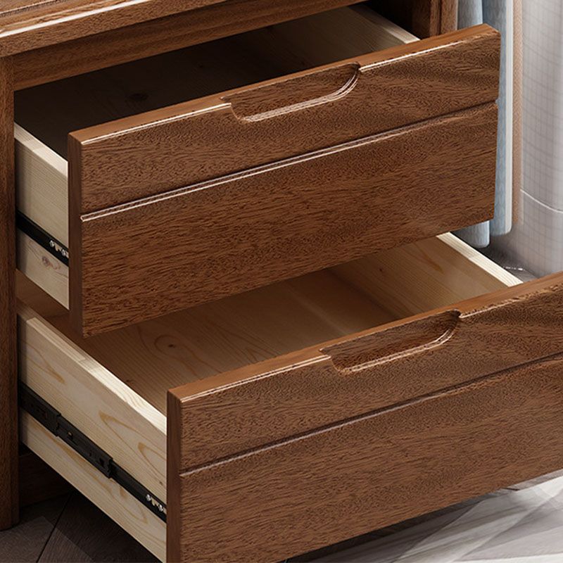 Solid Wood Bed Nightstand Traditional Night Table with 2 Drawers