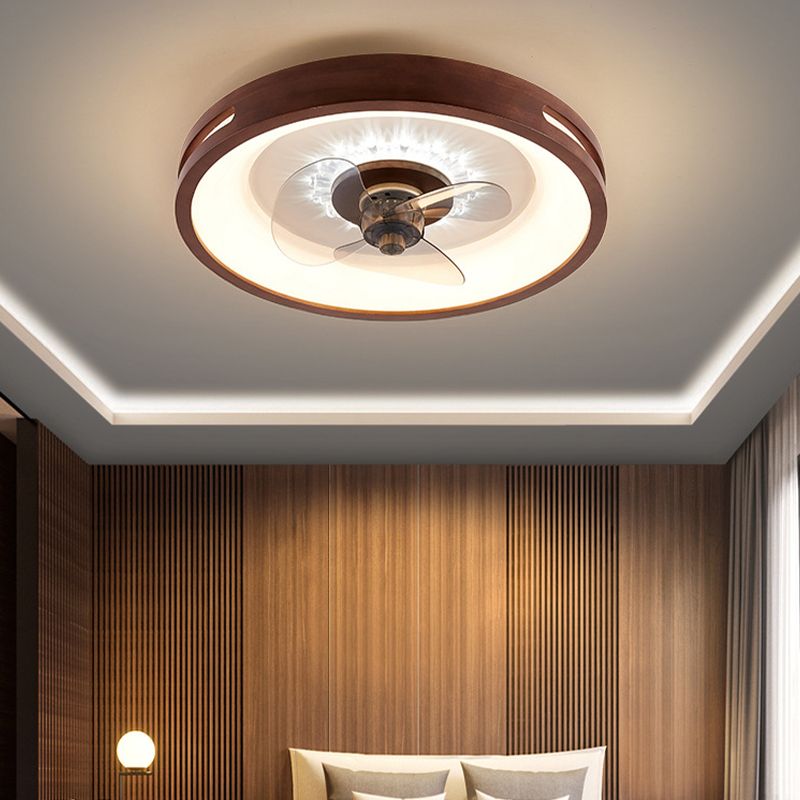 Nordische runde Deckenlüfter Lampe Naturholz Schlafzimmer LED SEMI Flush Mount Leuchte
